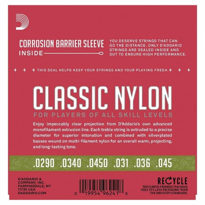 DAddario EJ27N 1/2 Classics Serisi Klasik Gitar Tel Seti (1/2 Ölçek - Normal Tension - Gümüş Sarım)